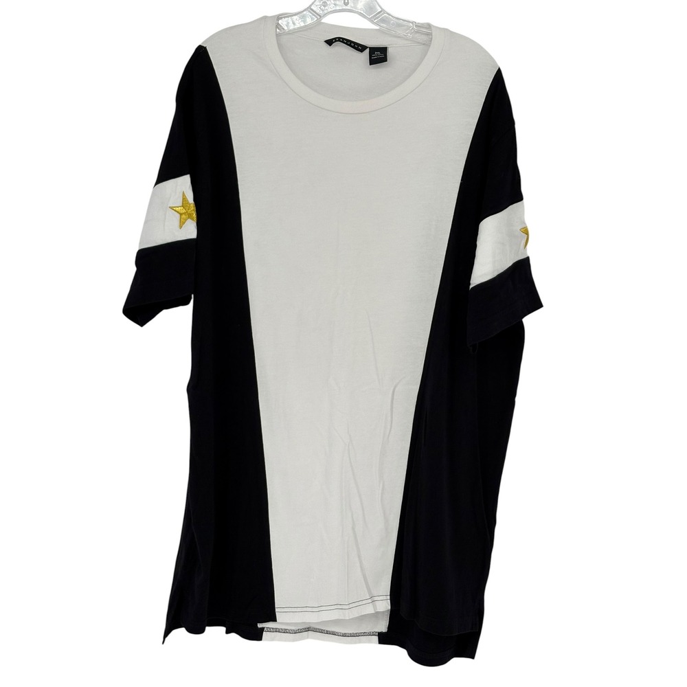 Sean John T-Shirt Black White Colorblock Gold Star 100% Cotton 2XL